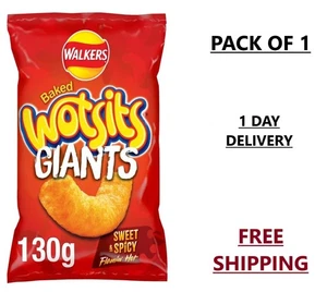 Walkers Wotsits Giants Sweet & Spicy Snacks Crisps 130g 130 g (Pack of 1) - Picture 1 of 8