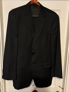 Chaps Ralph Lauren 40T Mantel 34x30 Hose schwarz gestreift 95% Wolle 5% Kaschmir Anzug - Bild 1 von 13