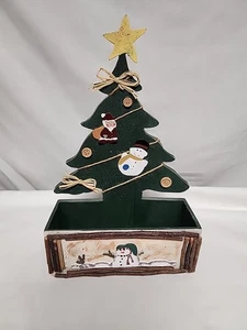 Vintage Wooden Folk Art Christmas Tree Box - Picture 1 of 10