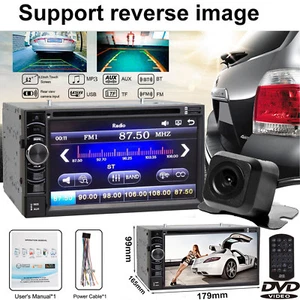 Stereo Bluetooth DVD CD Player Car Radio HD Touch Screen FM/AUX/USB/TF +Camera - Picture 1 of 12