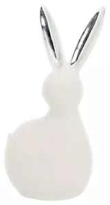 schöner moderner Osterhase/Hase weiß/silber Keramik * Osterdeko * Frühling * - Bild 1 von 1
