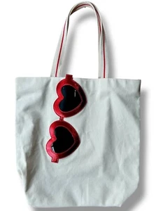 Bath & Body Works Gafas de sol rojas Beige Lona Bolso de Mano Rojo Cremallera Playa - Imagen 1 de 7