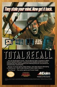 1990 Total Recall NES Nintendo Print Ad/Poster Arnold Schwarzenegger Official