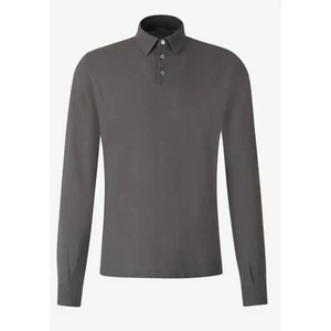 Zanone Long Sleeve Polo Shirt Men's EU 48 / US M Gray 100% Cotton NWT - Picture 1 of 8
