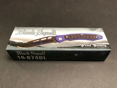 Cuchillo Plegable Azul Acero Inoxidable Squall Negro Cubiertos Frost 16-674BL Foto 1 de 4