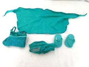 American Girl 18” Doll Dark Teal Floral Tankini Swimsuit and Sarong Truly Me - Picture 1 of 2