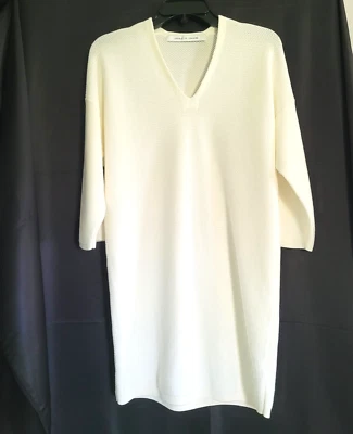 Lemaire and Uniqlo White Waffle Knit Short V Neck Dress Relaxed Sz Small - Image 1 of 4