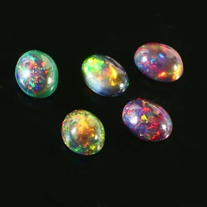Natural Opal, Ethiopian Opal, Welo Opal, Gemstone Opal Cabochon 5 Pieces Lot - Imagen 1 de 6