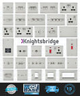 KNIGHTSBRIDGE BRUSHED CHROME ROUNDED EDGE Switches & Sockets ALL Inserts + USB