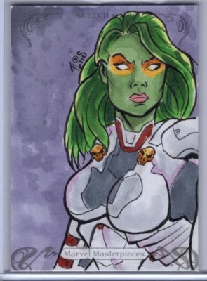 2018 Marvel Masterpieces Sketch Gamora by Floris Hoolhorst 1/1 *M196 - Image 1 of 2
