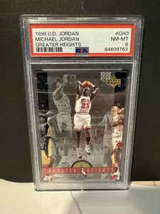 Upper Deck 1996 Michael Jordan Greater Heights #GH5 Bulls PSA 8 casi nuevo como nuevo losa nueva - Imagen 1 de 2