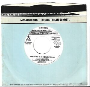 Elton John Promo 45 Vinyl Single Sorry Seems To Be The Hardest Word 1976 S/S NM