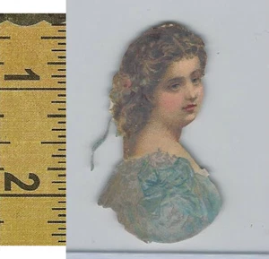 Tarjeta victoriana, años 1890, cultura y gente, mujer troquelada (A84) - Imagen 1 de 1