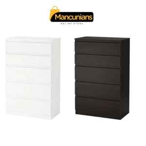 Ikea Modern White Chest of Drawers Furniture Storage Bedside Table 5 Drawers - Picture 1 of 11