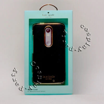 Kate Spade Wrap 硬卡扣保护壳 适用于摩托罗拉 DROID Turbo 2 Saffiano 皮革黑色 — 第 1/4 张图片
