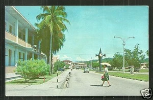 Brunei Street Post Office Clock Tower Woman Car 60s - Picture 1 of 1