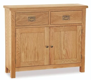 Rustic Oak Small Sideboard / 2 Door 2 Drawer Cupboard / Hallway Cupboard / Unit - Picture 1 of 24