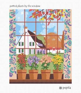 Potted Plants By The Window Needlepoint Kit or Canvas - Picture 1 of 3