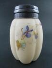 VIOLETS w/ INSECT pewter Lid - Antique Mt. WASHINGTON  5" SUGAR SHAKER muffineer