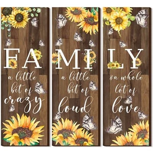 3 Pcs Sunflower Inspirational Kitchen Wall Decor Sunflower Butterfly Gift Wal... - Picture 1 of 6