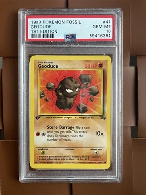 1999 Pokémon Fossil 1st Edition Geodude #47 PSA 10 - Image 1 of 4