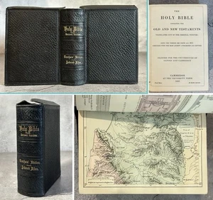 Antique 1885 Holy Bible Old New Testament Maps Yapp Leather Cambridge University - Bild 1 von 16