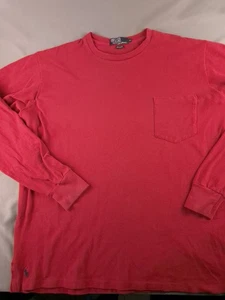 Vintage Polo Ralph Lauren Mens Long Sleeved Tshirt Y2K Sz M Cherry Red Oversized - Picture 1 of 12