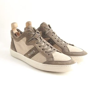 TOD's Zapatillas bajas Marrón Gamuza Beige Lona Hombre Zapato Talla US 10 EU 43 - Imagen 1 de 11