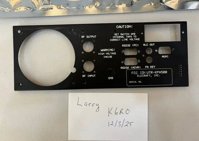 Panel trasero Elecraft KPA500 amp - usado E100381SS Foto 1 de 3