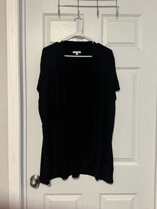 Maurices schwarze Strickjacke vorne offen Kurzarm Lagenlook Oberteil Größe 2 - 2XL Shirt - Bild 1 von 5