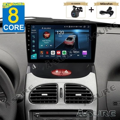 8-Core Android 14 Autoradio CarPlay ChatGPT WiFi GPS NAVI Für PEUGEOT 206/206 CC - Bild 1 von 4