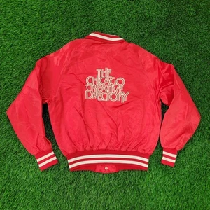 Vintage 80s Chicago Directory Club Bomber Jacket M 22x24 Red - Picture 1 of 15