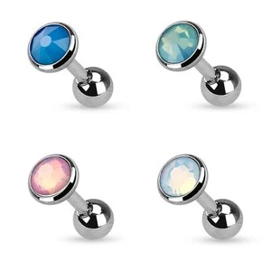 Opalite Gem 316L Surgical Steel Tragus Cartilage Piercing Stud 4 Colors A133 - Picture 1 of 1