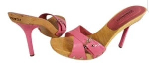 CESARE PACIOTTI DESIGNER WOMAN SANDALS PINK PATENT LEATHER STUDS US SIZE 10 - Picture 1 of 8