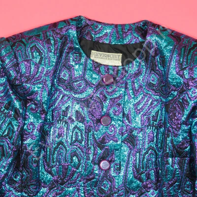 Vintage Givenchy Nouvelle Boutique Blazer Womens 44 Blue Purple Shimmer 80s - Image 1 of 4