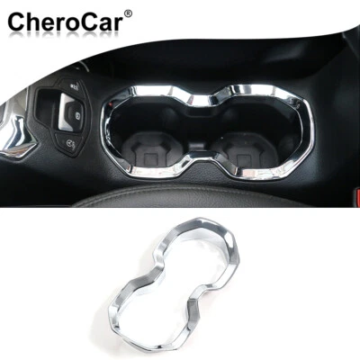Chrome Front Water Cup Holder Trim Decor Cover Fit For Jeep Renegade 2016-2022 - Imagem 1 de 4