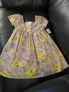 Girls Pokemon Pikachu Pink Yellow Floral Dress Size XS (4/5) - Picture 1 of 6