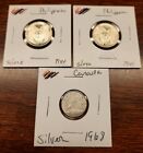 Set x 3 Silver Coins 1944-D Philippines 20 Centavos (2), Canada 1968 10 Cents.