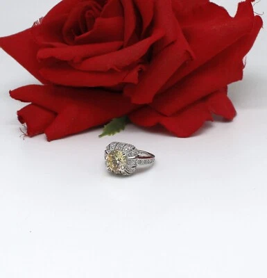 Sterling Silver Joseph Esposito Yellow  CZ  Ring Size 6 6.17g CAT RESCUE - Image 1 of 2