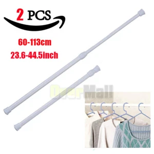 2Pcs Oval Spring Tension Curtain Rod 23.6 to 44.5Inch Adjustable Telescopic Pole - Picture 1 of 9