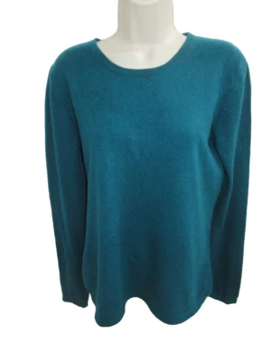 Suéter Preswick & Moore 100 % cachemir verde azulado cuello redondo talla L Foto 1 de 4
