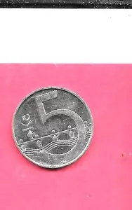 CZECH REPUBLIC KM8 2002 XF-SUPER FINE CIRCULATED EXCELLENT 5 KORUN LARGE COIN - Picture 1 of 1