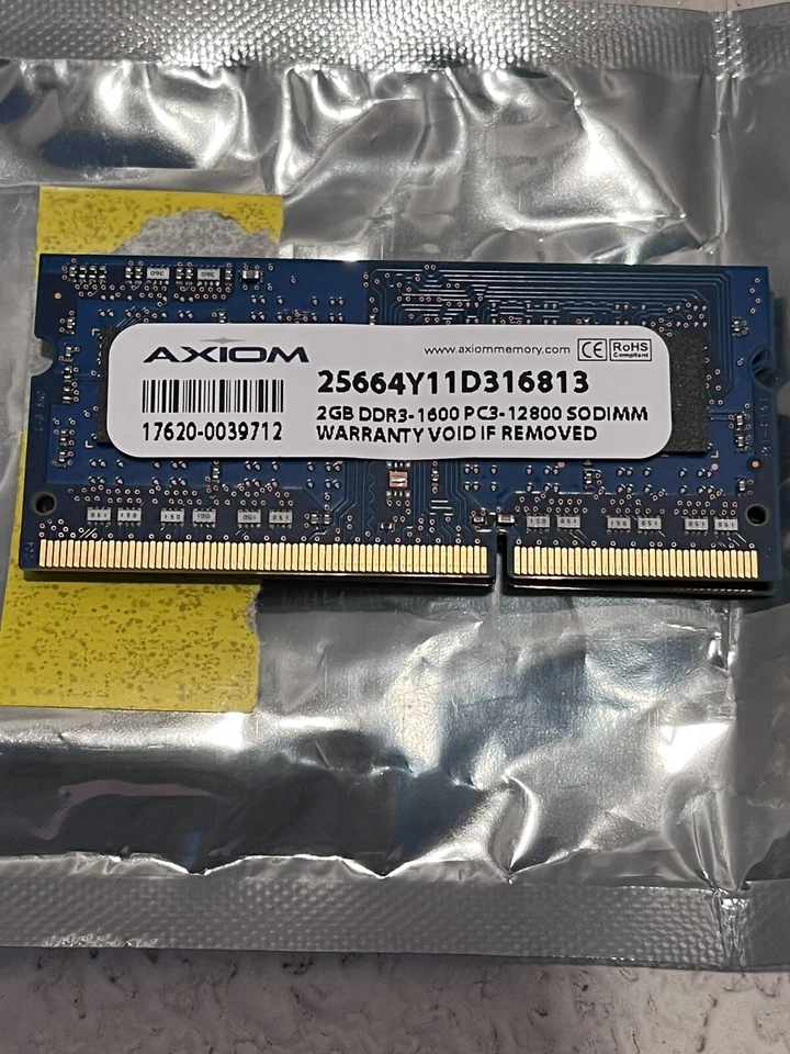 2GB Axiom 25664Y11D316813 DDR3-1600MHz PC3-12800 Non-ECC SO-DIMM 204pin Memory - Image 1 of 1