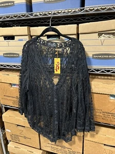 Pretty Angel Damen Overlay Top L schwarz Spitze neu mit Etikett 3/4 Ärmel AD1 - Bild 1 von 7