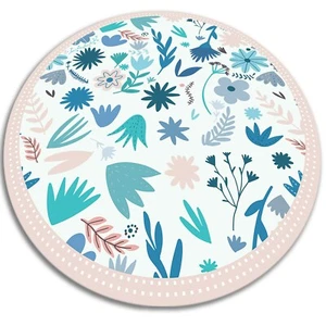 Rund Teppich Vinyl Modern Boho Muster Wiesenblumen Flur Küche Bad Dekoration - Bild 1 von 12