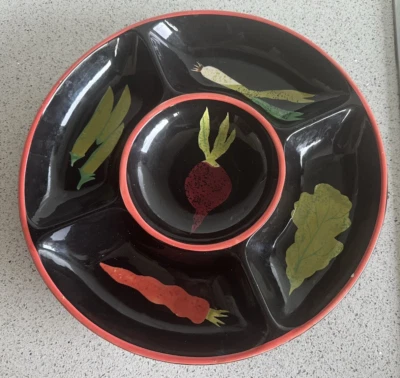 CRATE AND BARREL Vegetable Tray; Ceramic; 12.0 D x 1.5" T; No defects; Pre-owned - Image 1 of 4