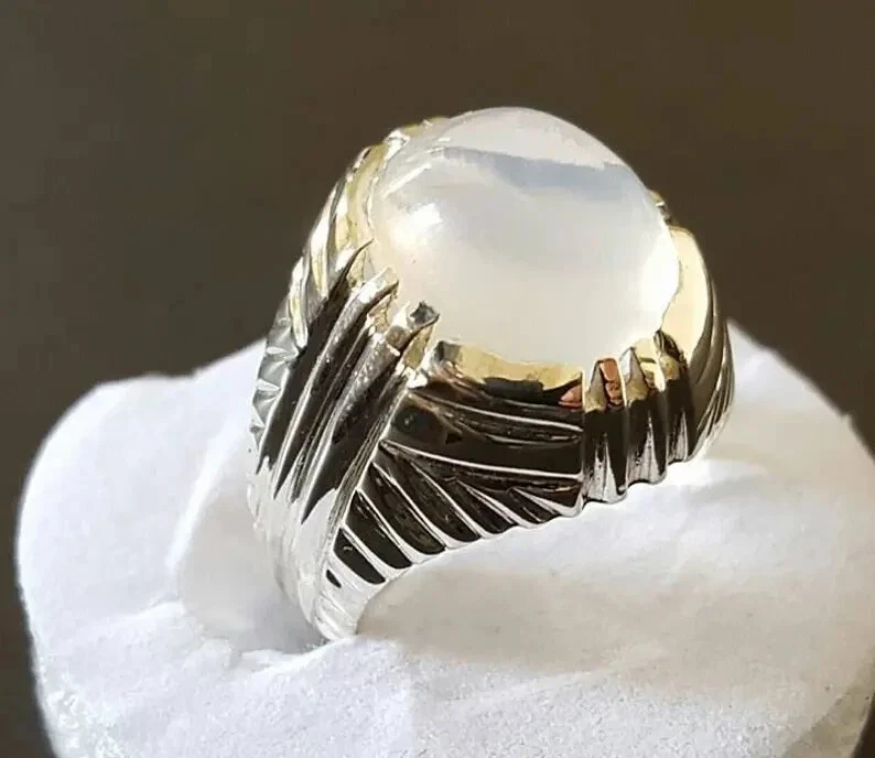 Anillo de piedra natural Dur Al Najaf anillo Dur e Najaf anillos chiítas piedra Najaf blanco Foto 1 de 4