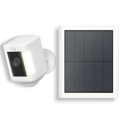 Ring Spotlight Cam Plus Wireless Battery Security Camera with Solar Panel White
