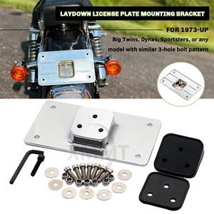 Laydown License Plate Mounting Bracket For Harley Heritage Softail Sportster 883 - Picture 1 of 8