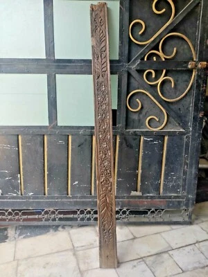 PANEL DE PUERTA VINTAGE ANTIGUO RARO MADERA FINO ANTIGUO TALLADO A MANO DISEÑO DE FLORES Foto 1 de 4